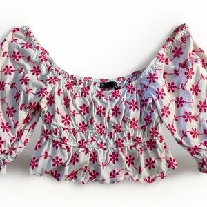 ASOS Design Pink Floral Embroidered Blouse